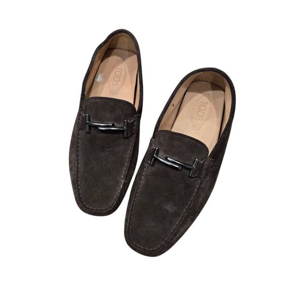 Tod's Driver Loafer Men's 9 Brown Suede Slip On Low Top Flat Closed Toe Casual S - Picture 1 of 10
